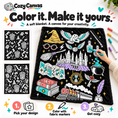 CozyCanvas™ Coloring Blanket – Wizard Edition