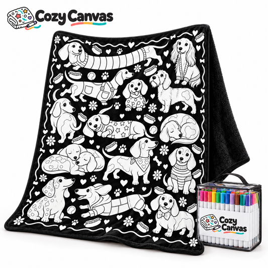 CozyCanvas™ Coloring Blanket – Dachshund Edition