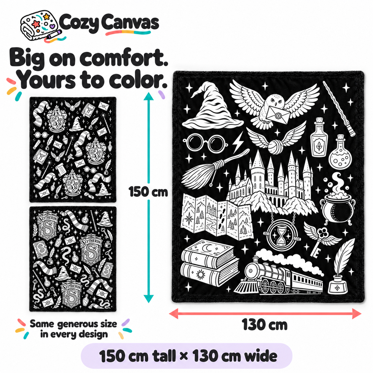 CozyCanvas™ Coloring Blanket – Wizard Edition